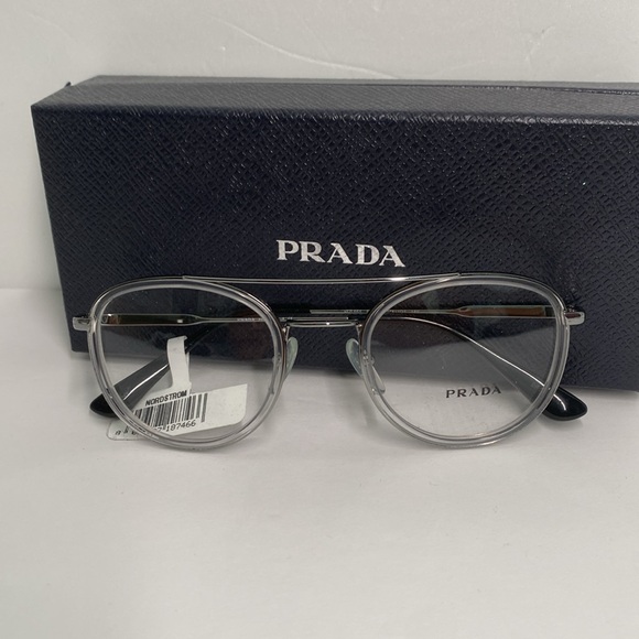 New Authentic Prada 66XV 07A1O1 - Clear METAL STAINLESS STEEL Eyeglasses - Picture 12 of 13
